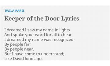 Keeper Of The Door en Lyrics [Twila Paris]