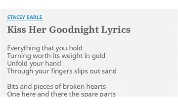 Kiss Her Goodnight en Lyrics [Stacey Earle]