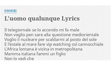 La Canzone Dell\'Uomo Qualunque it Lyrics [Maurizio Tatalo]