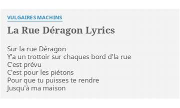 La Rue Déragon fr Lyrics [Vulgaires Machins]