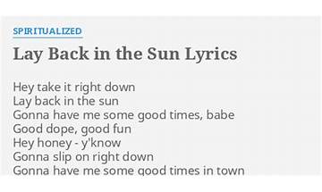 Lay Back In The Sun en Lyrics [Spiritualized]