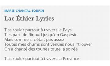 Le Lac Éthier fr Lyrics [Marie-Chantal Toupin]