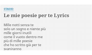 Le Mie Poesie Per Te it Lyrics [Stadio]