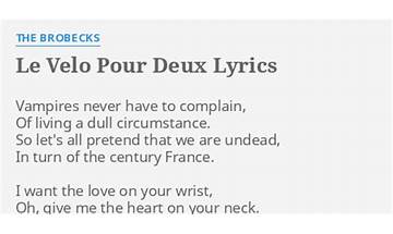 Le Velo Pour Deux en Lyrics [The Brobecks]