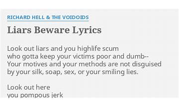 Liars Beware en Lyrics [Richard Hell]