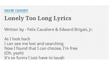 Lonely Too Long en Lyrics [David Cassidy]