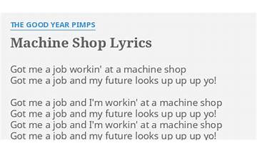 Machine Shop en Lyrics [The Good Year Pimps]