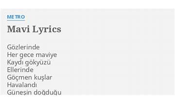Mavi tr Lyrics [Metro (Türkiye)]