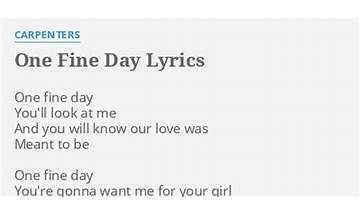 Medley H: One Fine Day en Lyrics [Carpenters]
