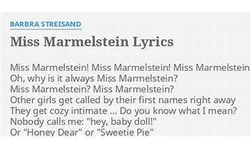 Miss Marmelstein en Lyrics [Barbra Streisand]