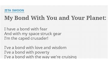 My Bond With You And Your Planet: Disco! en Lyrics [Zita Swoon]
