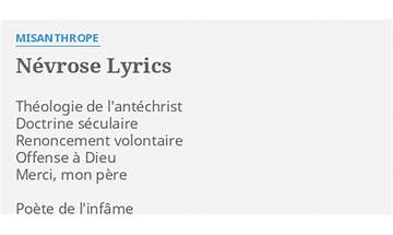 Névrose fr Lyrics [The misanthrope]