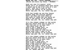 Never Say Yes en Lyrics [Elvis Presley]