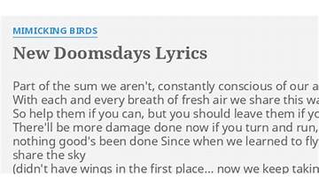 New Doomsdays en Lyrics [Mimicking Birds]