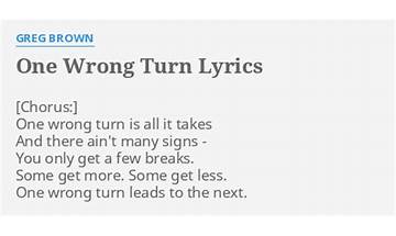 One Wrong Turn en Lyrics [Greg Brown]