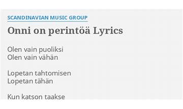Onni on perintöä fi Lyrics [Scandinavian Music Group]