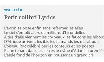 Petit Colibri fr Lyrics [Vive la Fête]