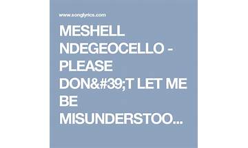 Please Don\'t Let Me Be Misunderstood en Lyrics [Meshell Ndegéocello]