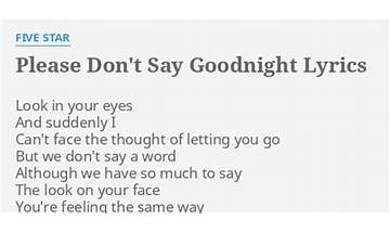 Please Don\'t Say Goodnight en Lyrics [Five Star]