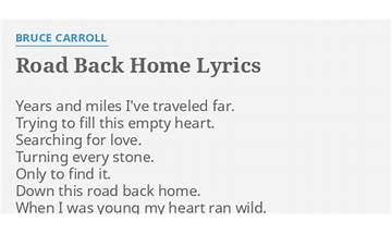Road Back Home en Lyrics [Bruce Carroll]
