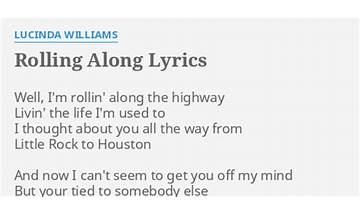 Rolling Along en Lyrics [Lucinda Williams]