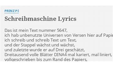 Schreibmaschine de Lyrics [Prinz Pi]