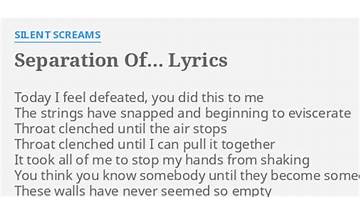 Separation Of... en Lyrics [Silent Screams]