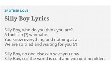Silly Boy en Lyrics [Brother Love]