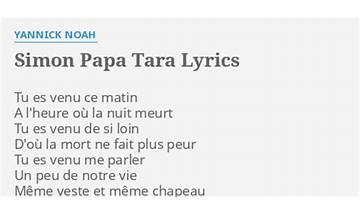 Simon Papa Tara fr Lyrics [Yannick Noah]