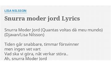Snurra moder jord sv Lyrics [Lisa Nilsson]