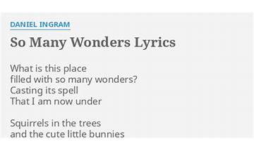 So Many Wonders en Lyrics [Daniel Ingram]