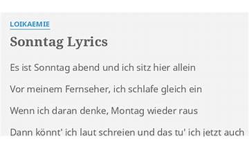 Sonntag de Lyrics [Search Yiu]