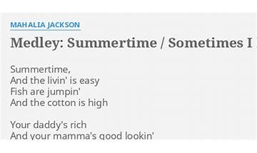 Summertime / Sometimes I Feel Like a Motherless Child en Lyrics [Mahalia Jackson]