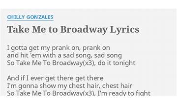 Take Me to Broadway en Lyrics [Bobby Van]