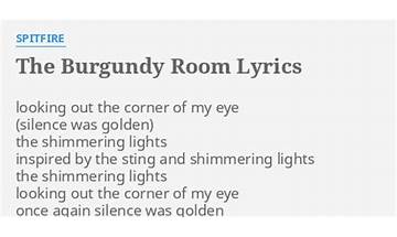 The Burgundy Room en Lyrics [Spitfire]