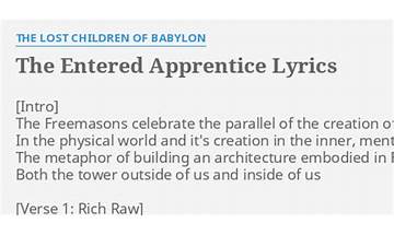 The Entered Apprentice en Lyrics [The Lost Children of Babylon]