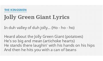 The Jolly Green Giant en Lyrics [The Royal Guardsmen]