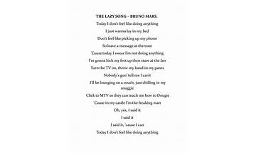 The Lazy Song en Lyrics [Bruno Mars]