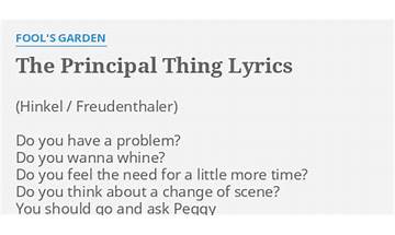 The Principal Thing en Lyrics [Fool\'s Garden]
