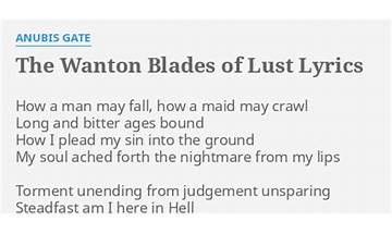 The Wanton Blades Of Lust en Lyrics [Anubis Gate]