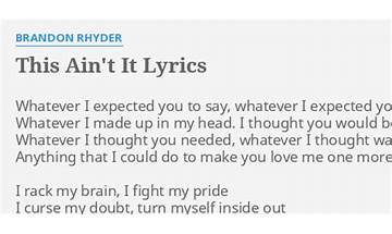This Ain\'t It en Lyrics [Brandon Rhyder]