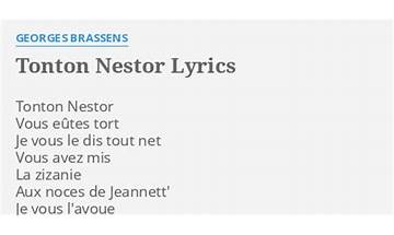 Tonton Nestor fr Lyrics [Georges Brassens]