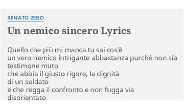 Un nemico sincero it Lyrics [Renato Zero]