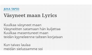 Väsyneet maan - live fi Lyrics [Juha Tapio]