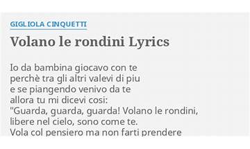 Volano le rondini it Lyrics [Gigliola Cinquetti]