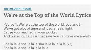 We’re At The Top Of The World en Lyrics [The Juliana Theory]