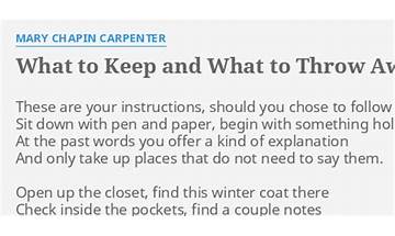 What to Keep and What to Throw Away en Lyrics [Mary Chapin Carpenter]