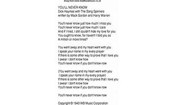 You\'ll Never Know en Lyrics [The Almighty RSO]