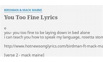 You Too Fine en Lyrics [Birdman]