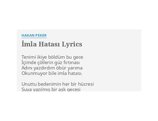 İmla Hatası tr Lyrics [Hakan Peker]